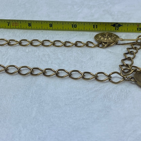Vintage‎ Gold Tone Metal Coin Medallion Chain Belt Boho Festival Adjustable - Picture 7 of 10